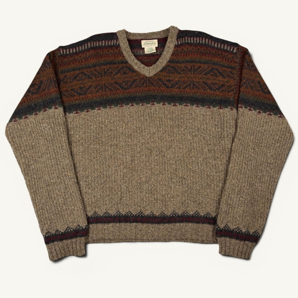 Vintage Men's St. John's Bay Wool Blend‎ Heritage Cabin Sweater XL USA Rustic